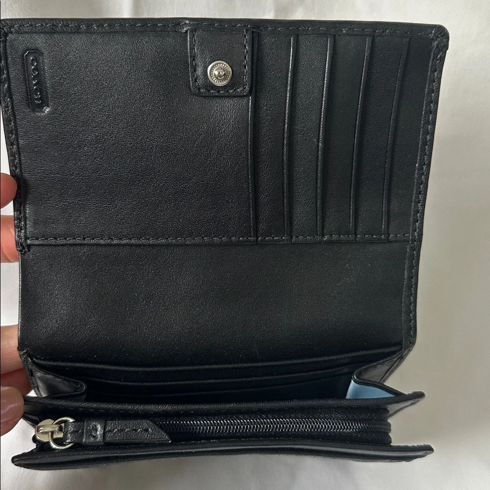 Coach Black Leather Fold Wallet - Picture 3 of 11